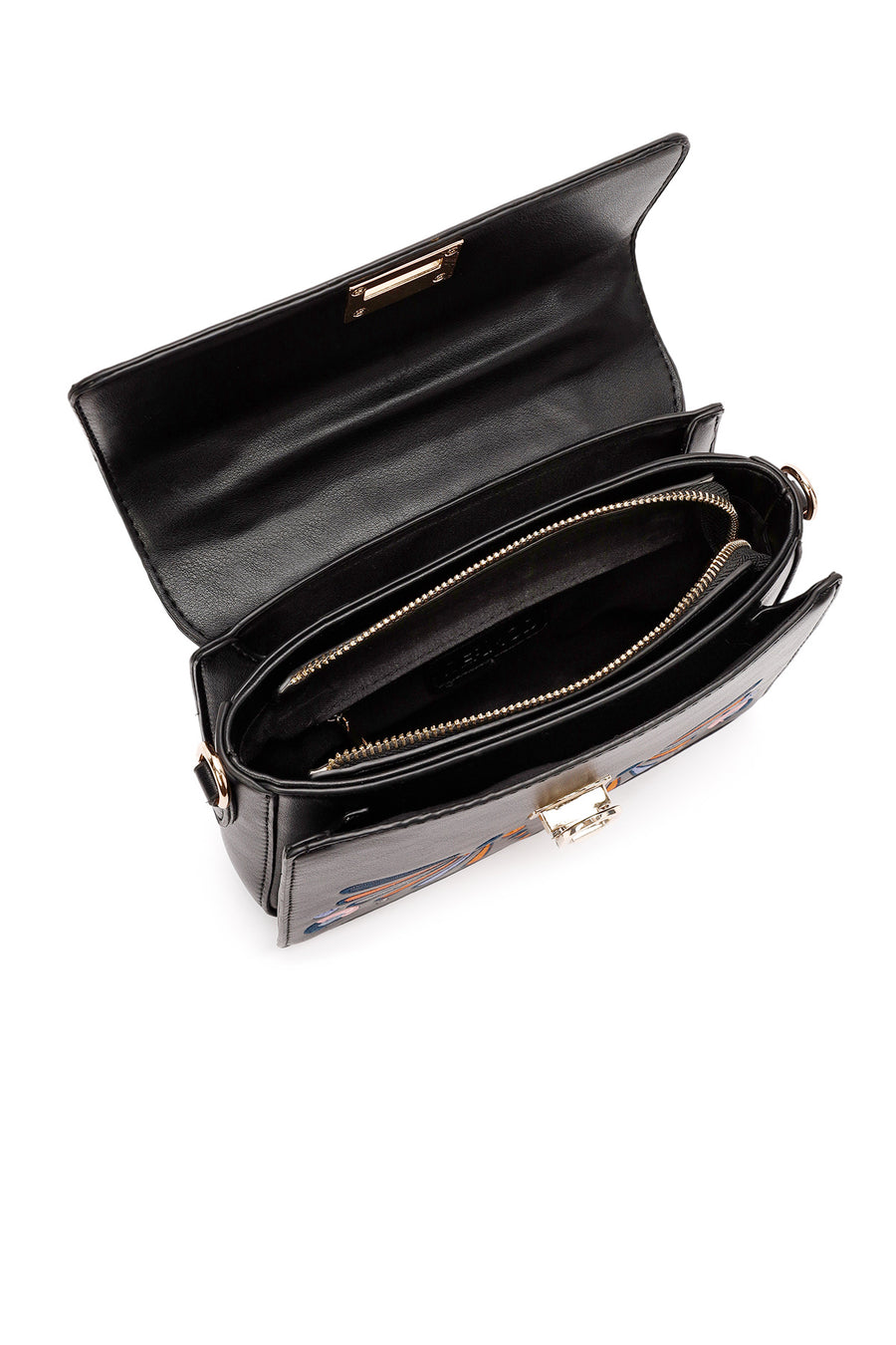 Women's Black Long Strap Printed Shoulder Bag