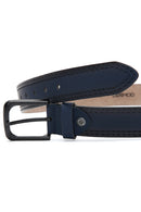 Men's Navy Blue Leather Belt | Derimod