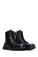 Men's Black Leather Zippered Casual Boots | Derimod