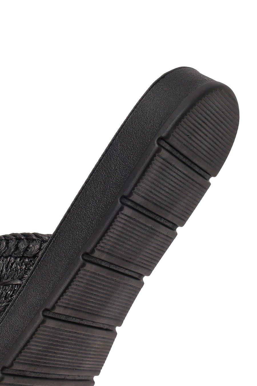 Women's Black Straw Slippers