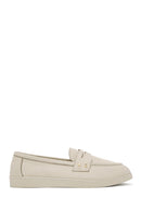 Women's Beige Leather Loafer | Derimod