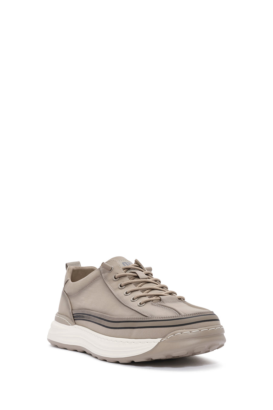 Male Beige Lace-up Fabric Sneaker