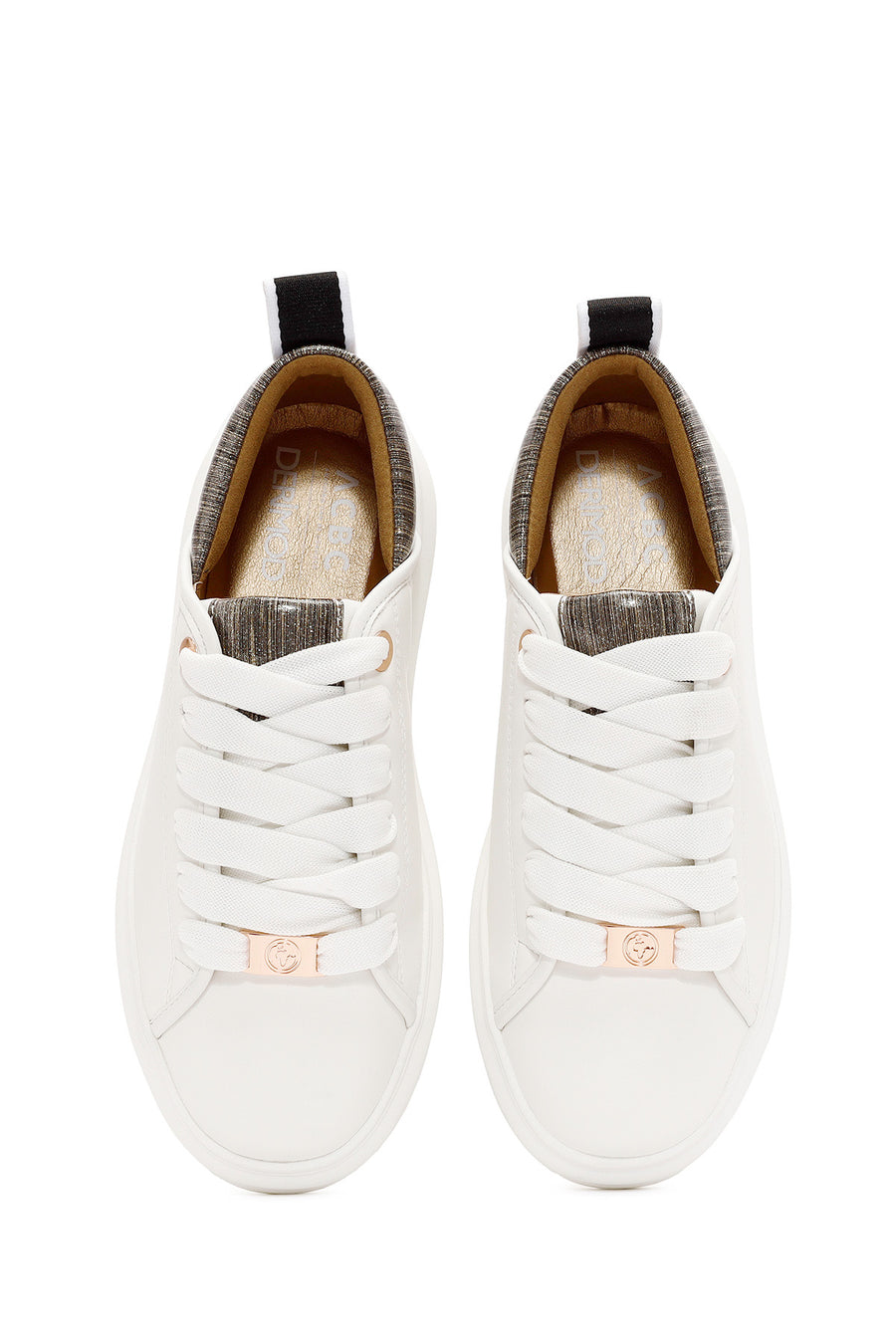 ACBC x Derimod Women's White Lace-Up Chunky Sole Sneakers