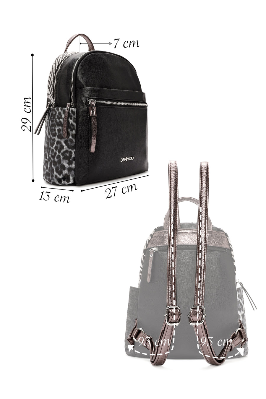 Women's Black Leopard Detail Backpack