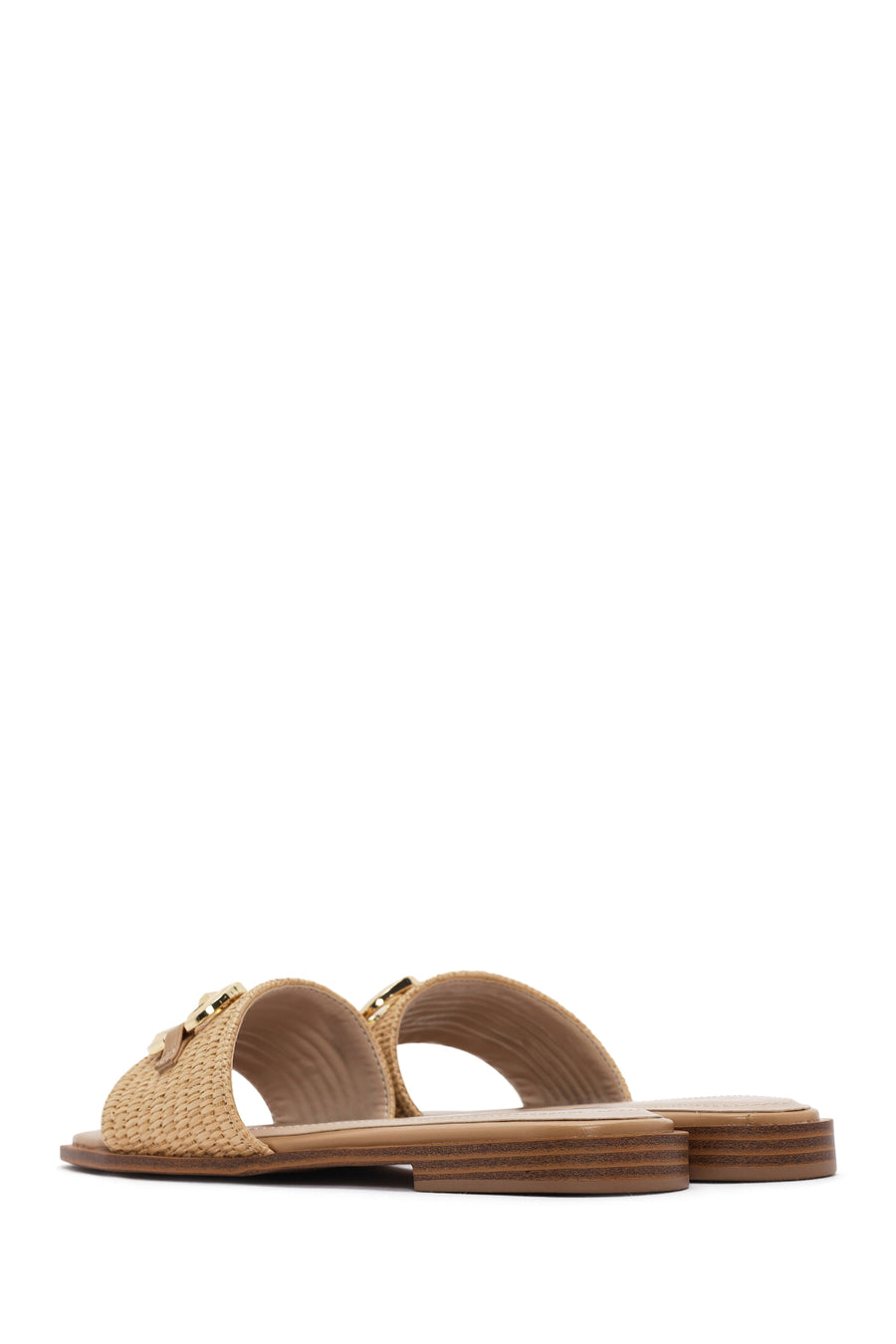 Women's Beige Straw Slippers