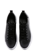 Men's Black Leather Thick Soled Sneaker | Derimod