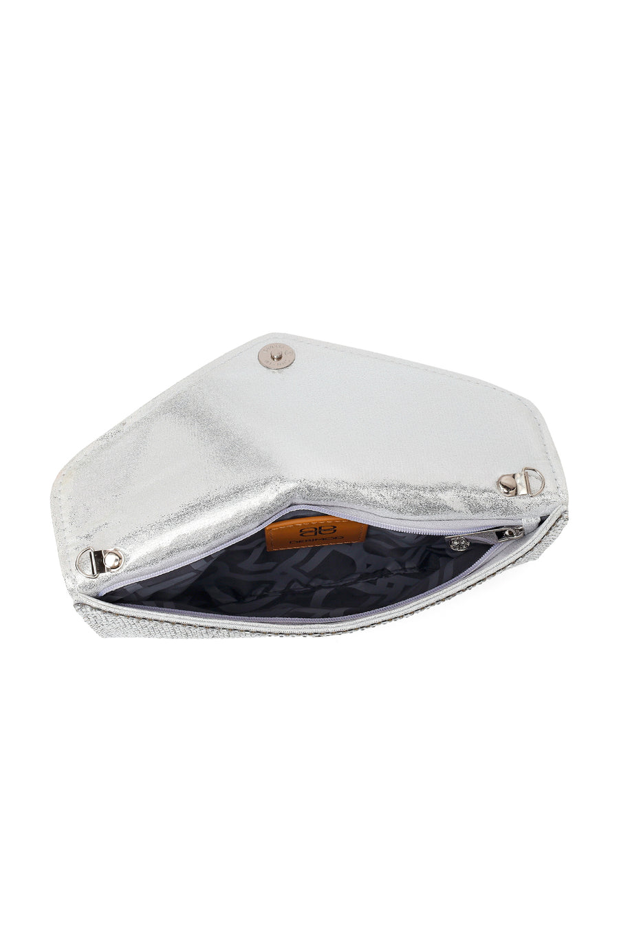 Woman Silver Chain-Strap Stone-Embellished Evening Bag