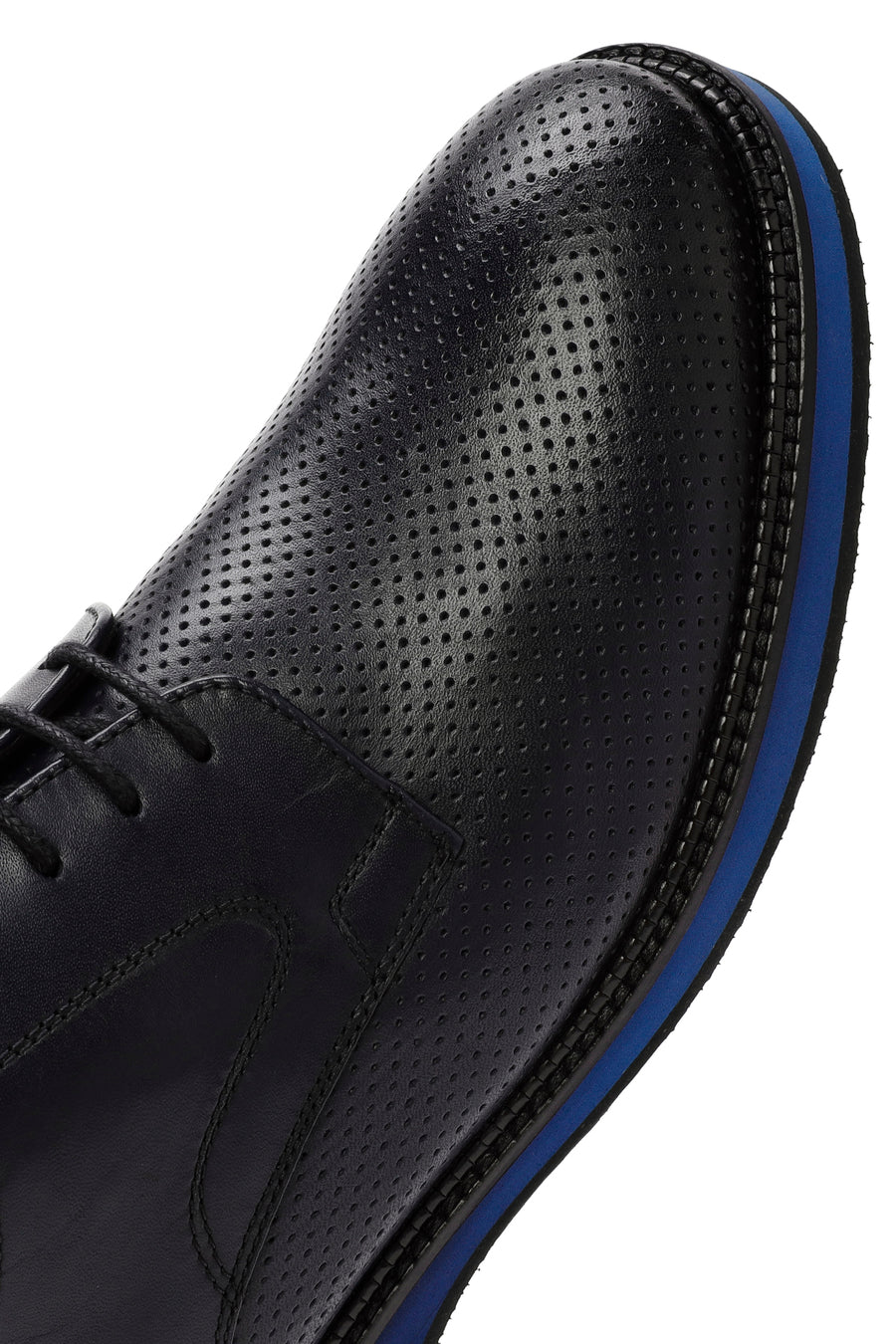 Men's Navy Blue Lace-up Leather Casual Shoes