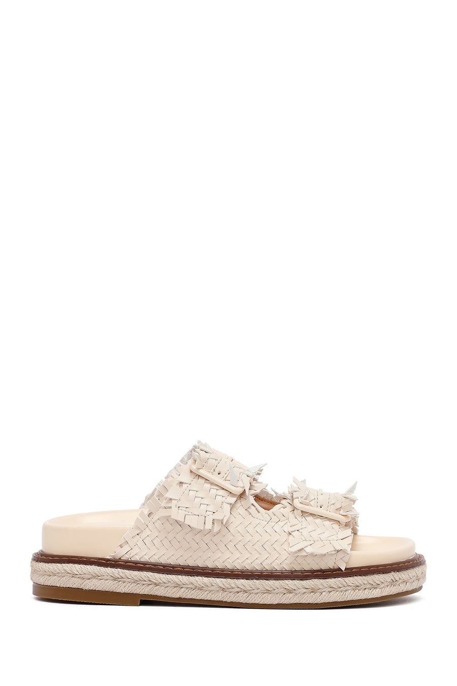Women's Beige Thick Soled Knitted Slippers