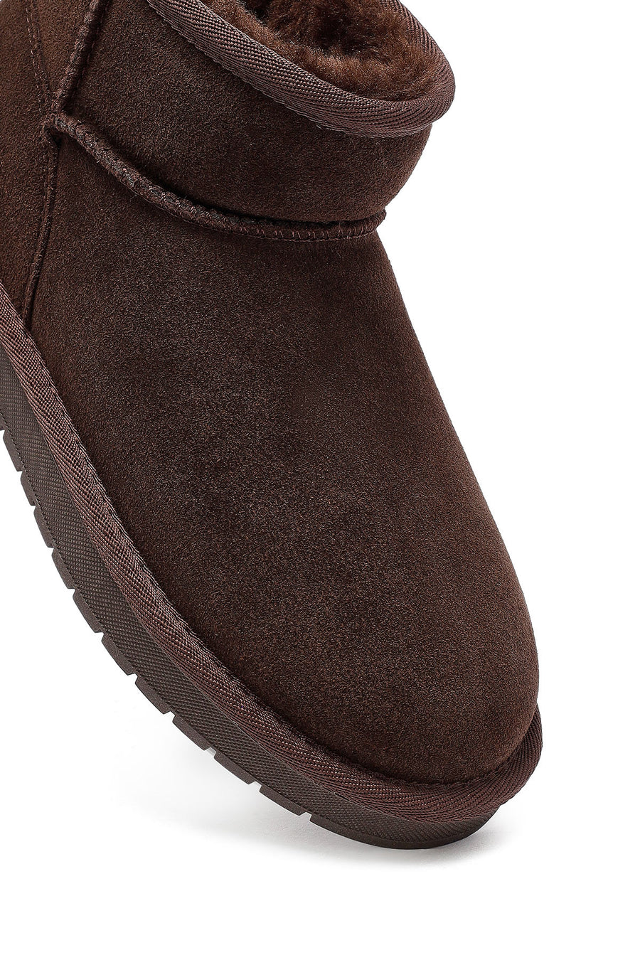Woman Brown Fur Suede Teddy Boots