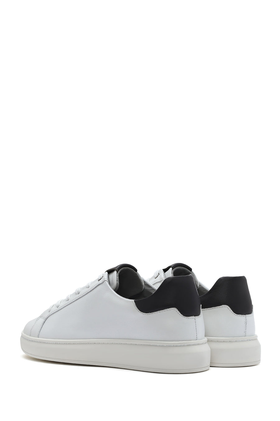 Men's White Lace-up Leather Sneaker