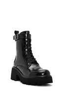 Women's Black Lace-Up Zippered Thick-Soled Leather Boots | Derimod