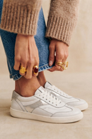 Kadın Beyaz Bağcıklı Kalın Tabanlı Taşlı Deri Sneaker | Derimod