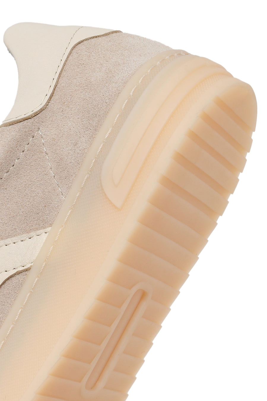 Woman Beige Lace-Up Suede Leather Sneakers