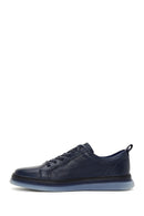 Men's Navy Blue Leather Sneaker | Derimod