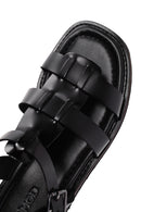 Women's Black Ankle Strap Leather Comfort Sandals | Derimod