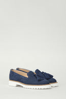 Navy Blue Nubuck Women's Leather Shoes | Derimod