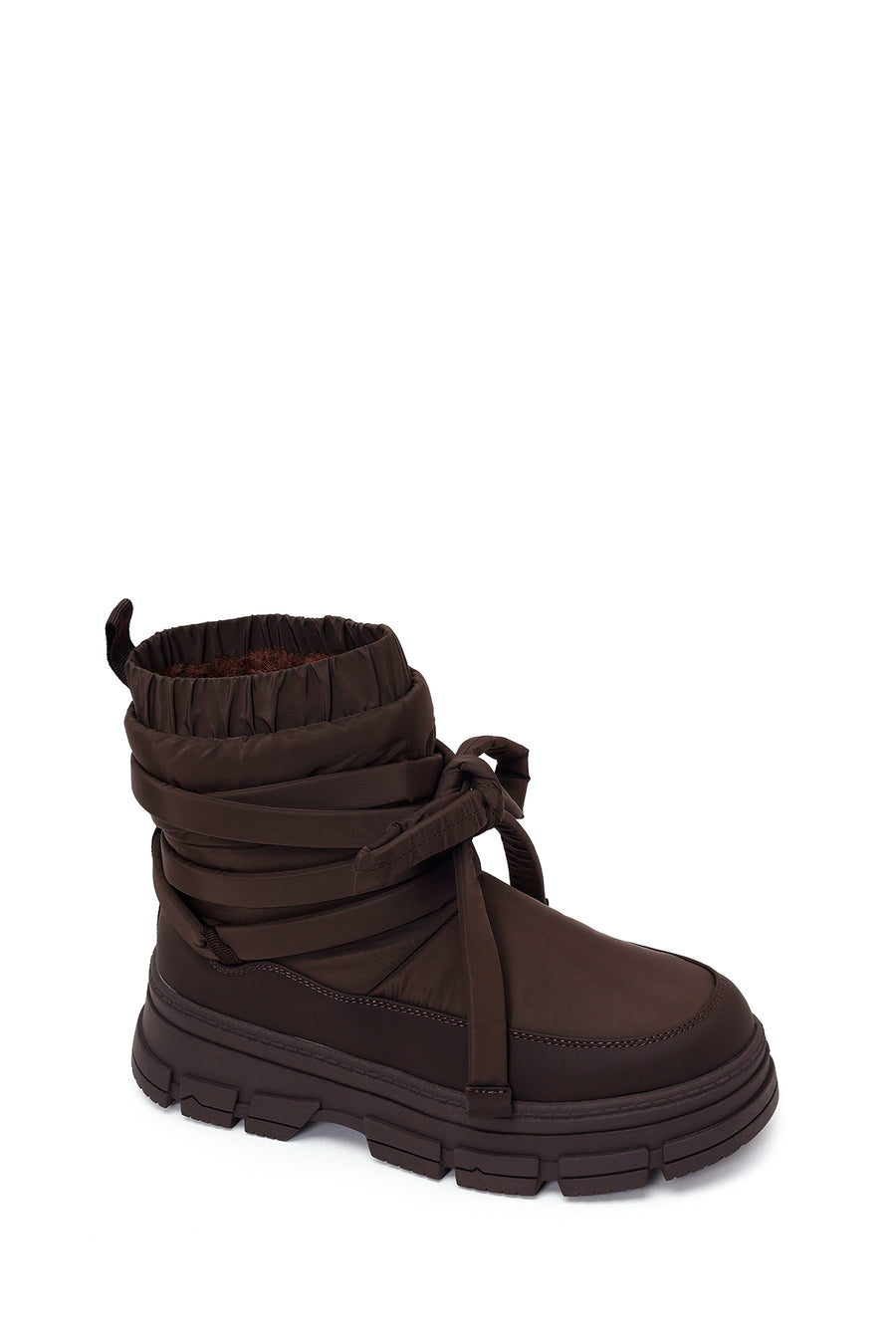 Woman Brown Thick-Soled Fabric Boots