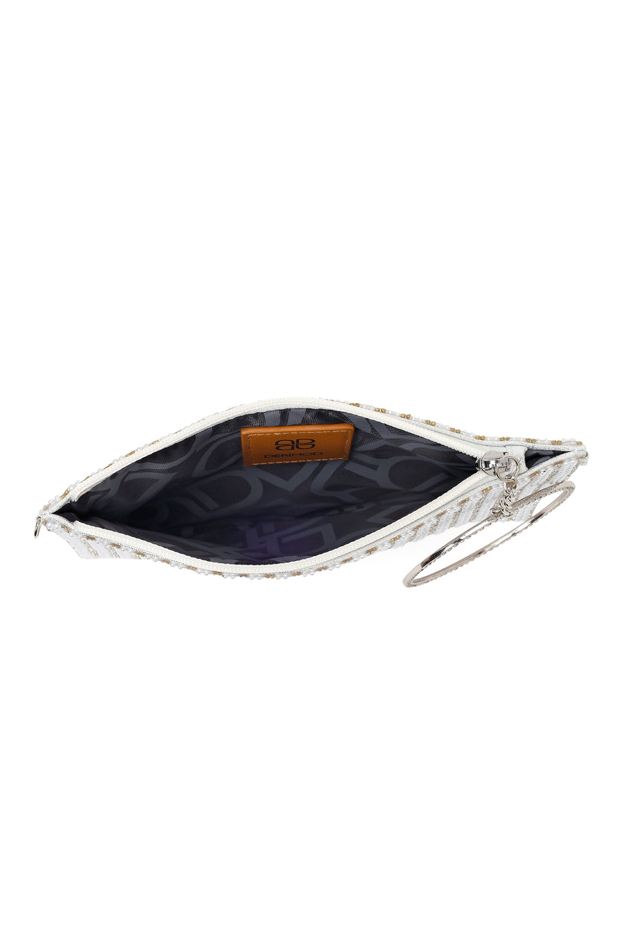Woman Silver Chain-Strap Stone-Embellished Evening Bag