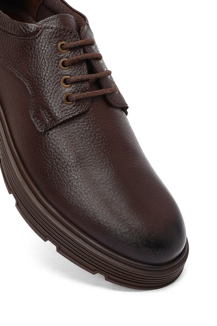 Men's Brown Lace-Up Leather Casual Shoes