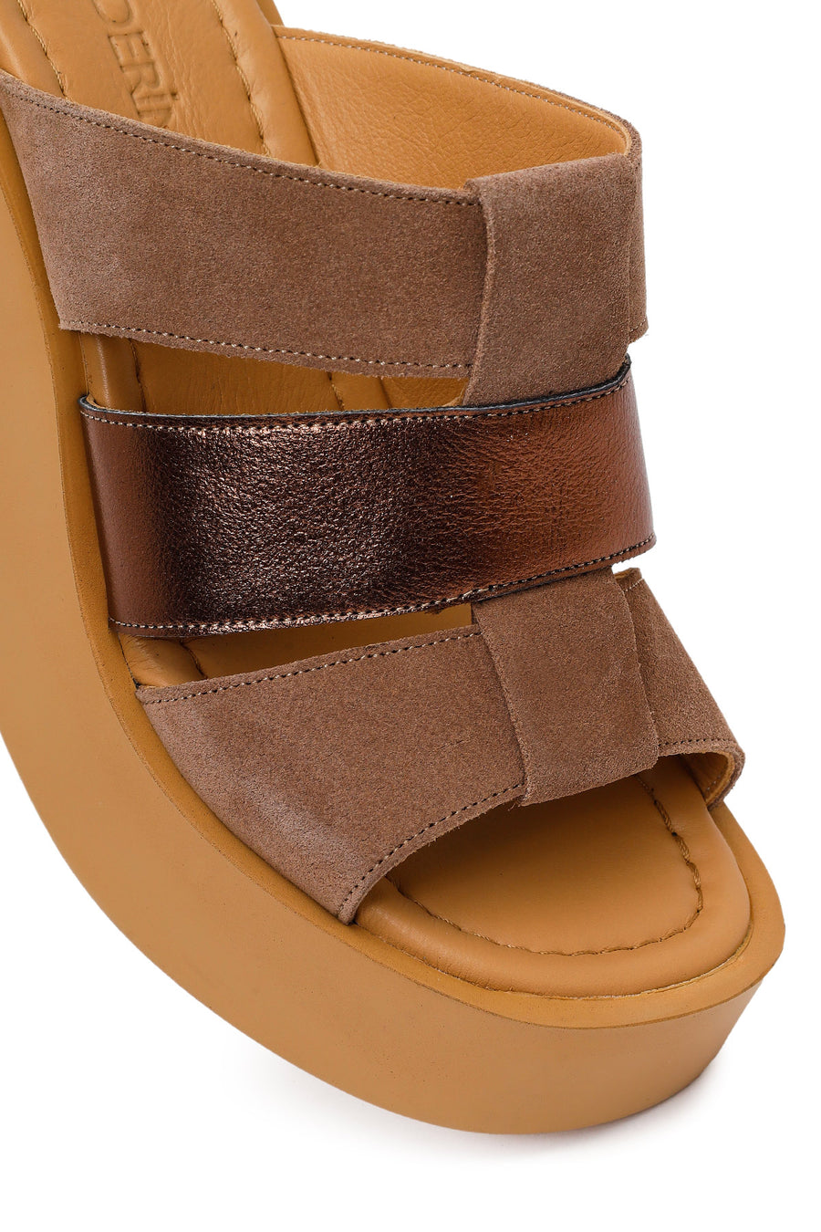 Woman Mink Wedge Heel Suede Leather Comfort Slippers
