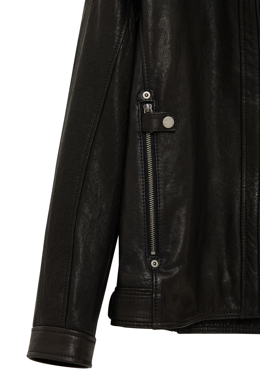 Towns Men Black Slim-Fit Short Leather Jacket