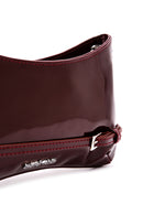 Women's Burgundy Long Strap Patent Leather Shoulder Bag | Derimod