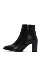 Women's Black Buckle Thick Heeled Classic Boots | Derimod