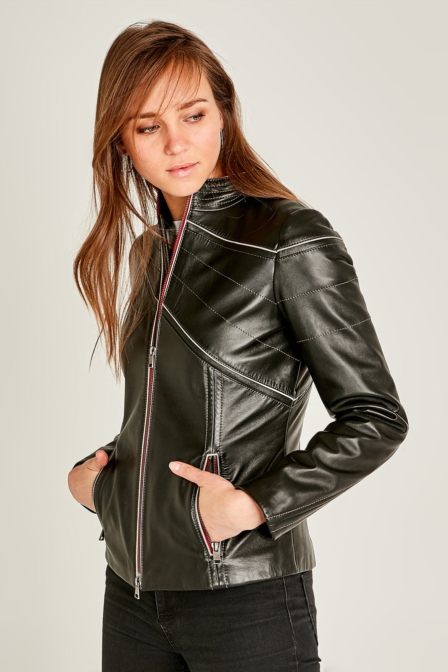 Jasmine Women's Leather Jacket 18WGD5498U4 | Derimod