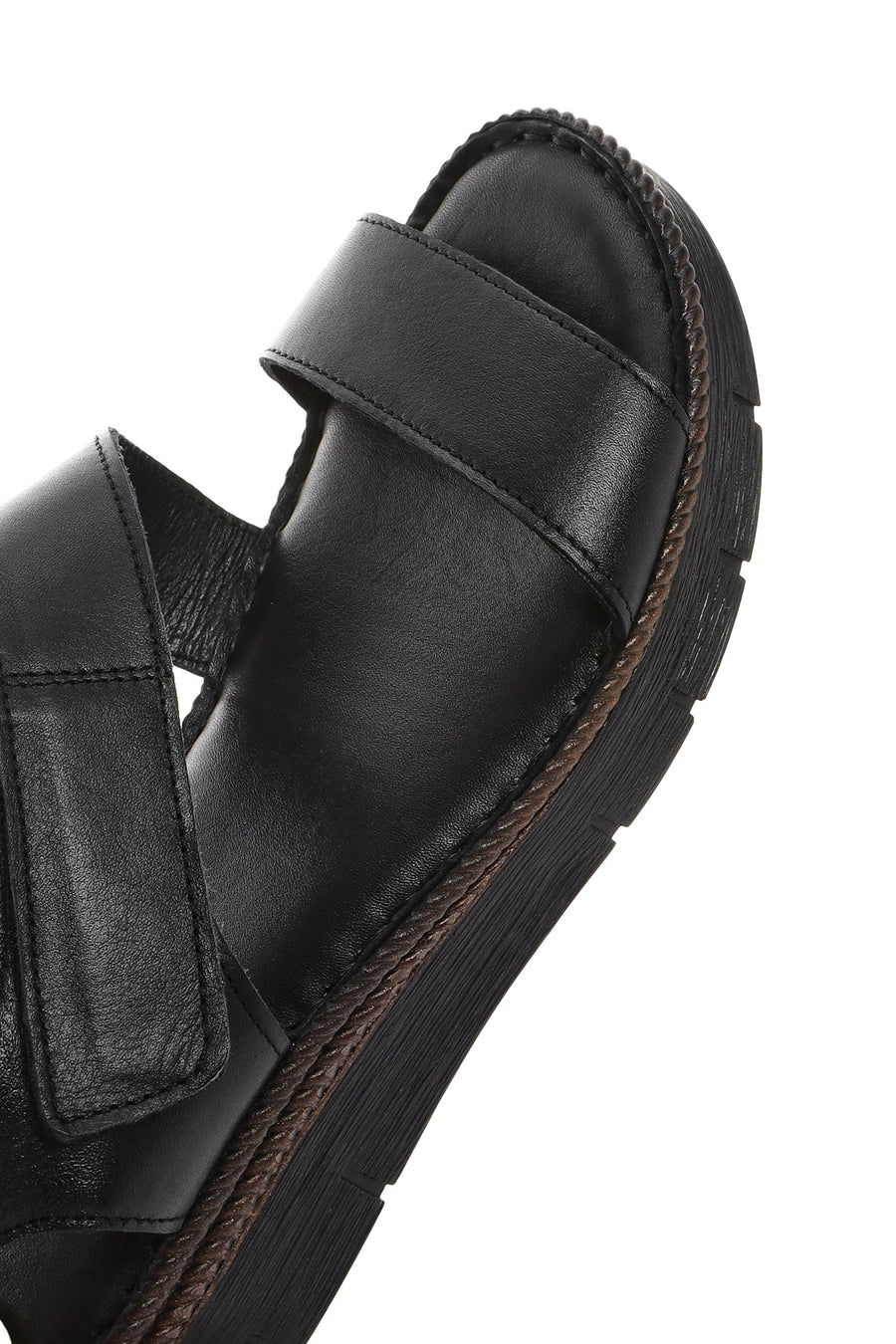 Women's Black Strappy Leather Comfort Sandals