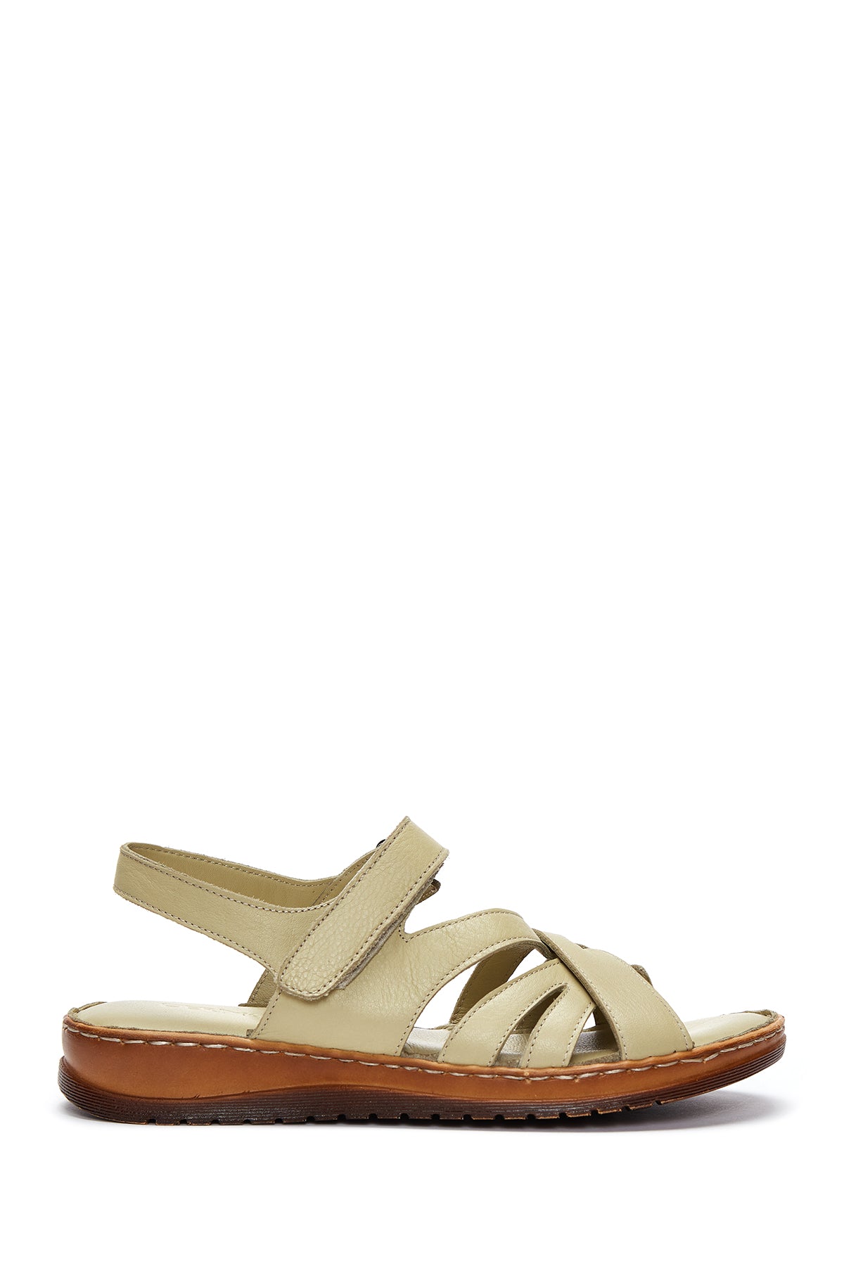 Women's Green Leather Comfort Sandals 22SFD340418 | Derimod