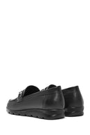 Women's Black Buckle Detailed Leather Comfort Loafer | Derimod