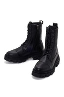 Women's Black Zippered Leather Boots | Derimod