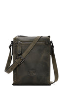 Men's Khaki Leather Messenger Bag | Derimod