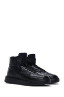 Men's Black Leather High Top Sneaker | Derimod