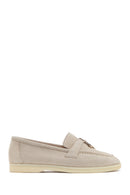 Women's Beige Suede Leather Loafer | Derimod