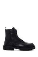 Men's Black Zippered Leather Combat Boots | Derimod