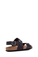 Geox Men's Black Ghita Nubuck Leather Sandals | Derimod