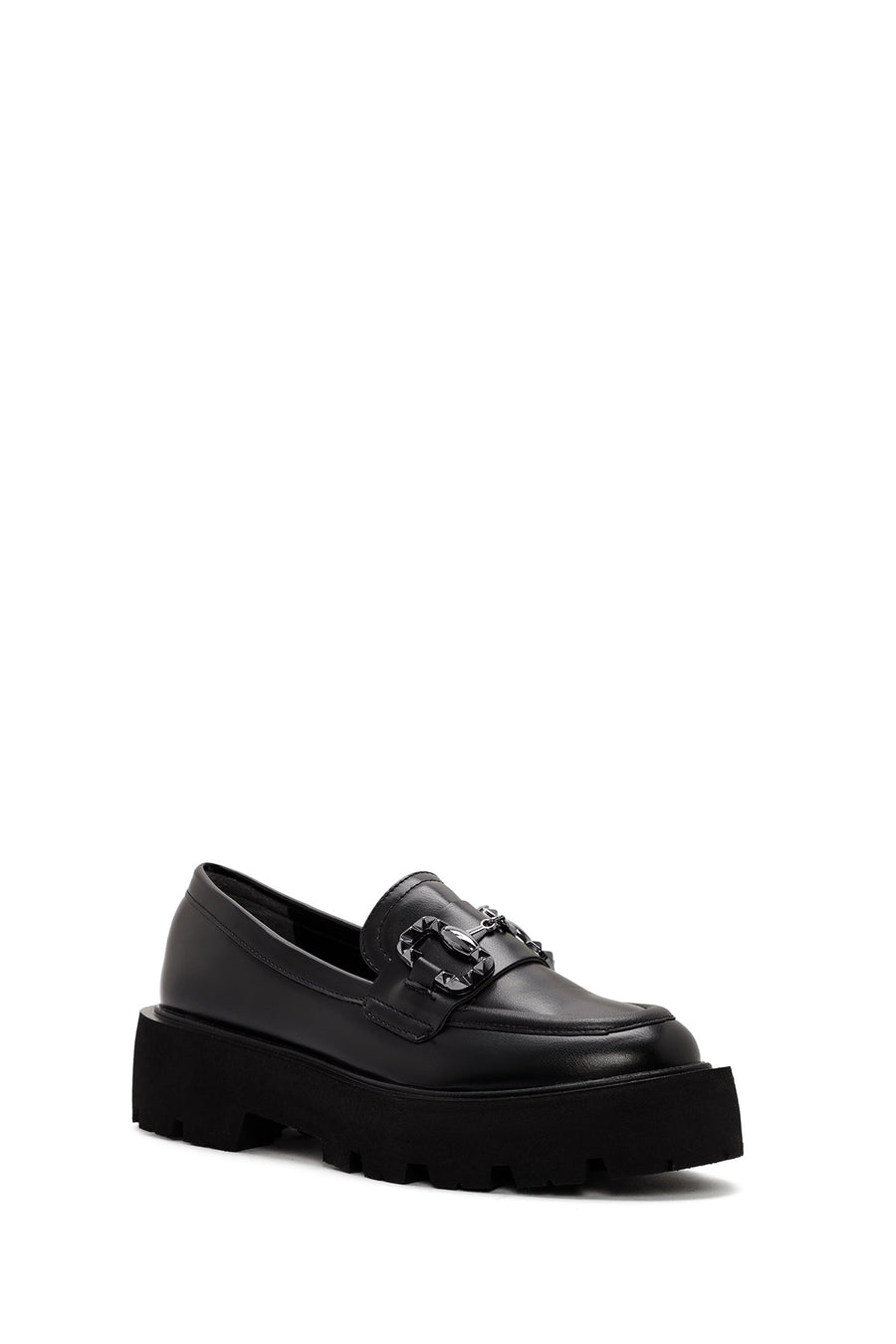 Kadın Siyah Toka Detaylı Maskülen Loafer