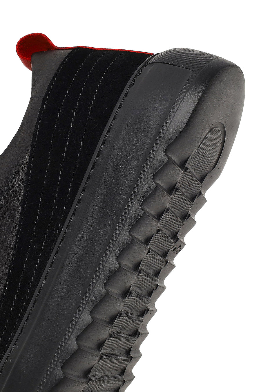 Erkek Siyah Bağcıklı Kalın Tabanlı Deri Sneaker