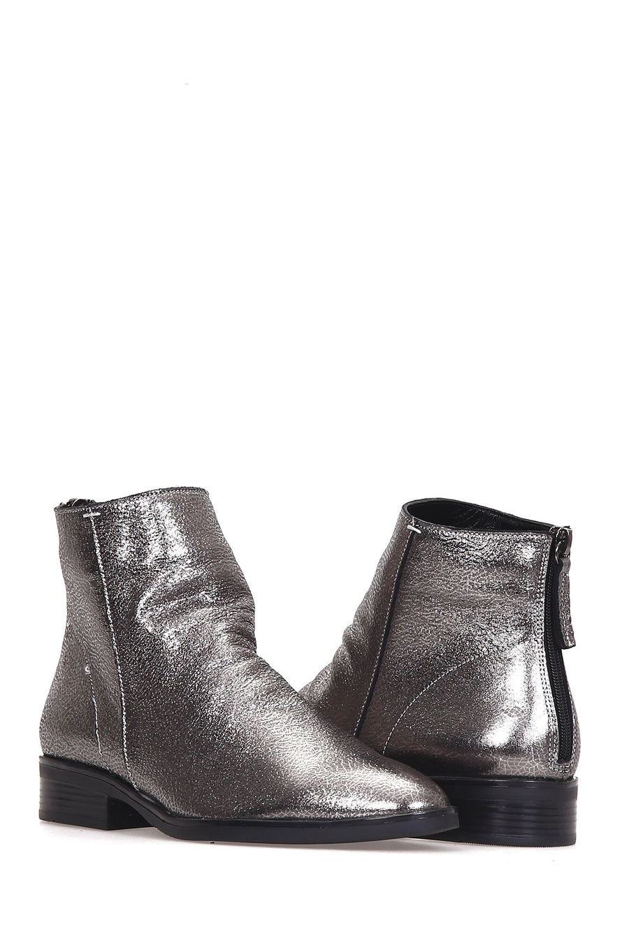 Women's Silver Leather Boots
