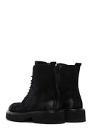 Men's Black Suede Leather Zippered Boots | Derimod