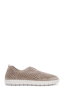 Women's Beige Suede Leather Comfort Shoes | Derimod