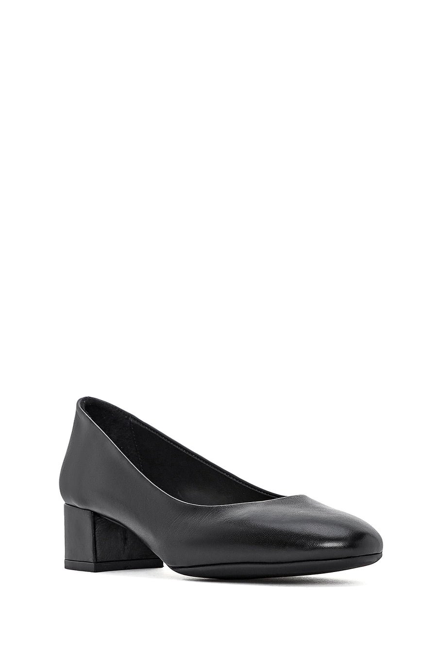 Derimod Flex Women's Black Low Thick Heeled Leather Shoes
