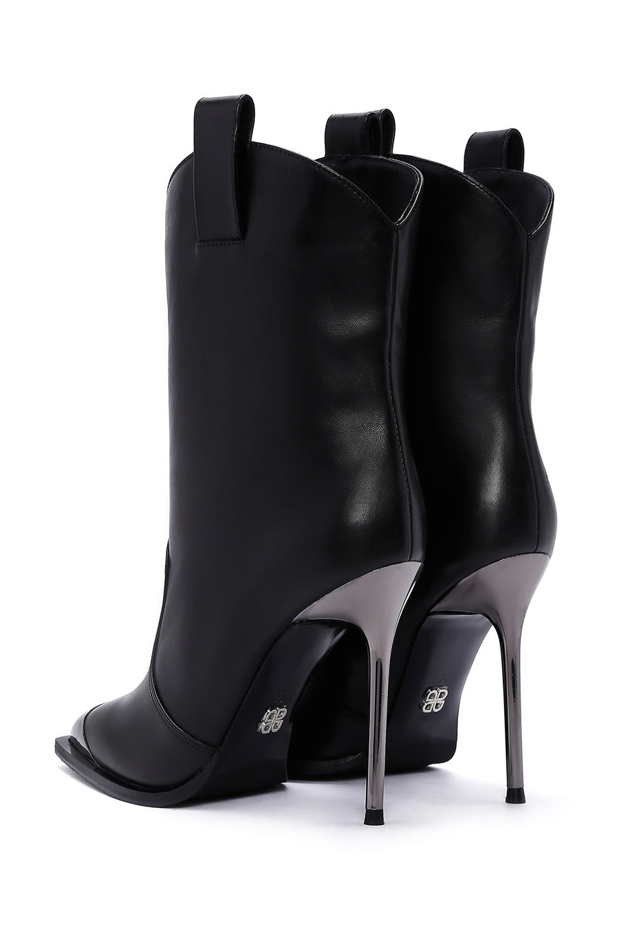 Women's Black Thin Heeled Leather Boots