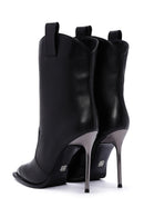 Women's Black Thin Heeled Leather Boots | Derimod