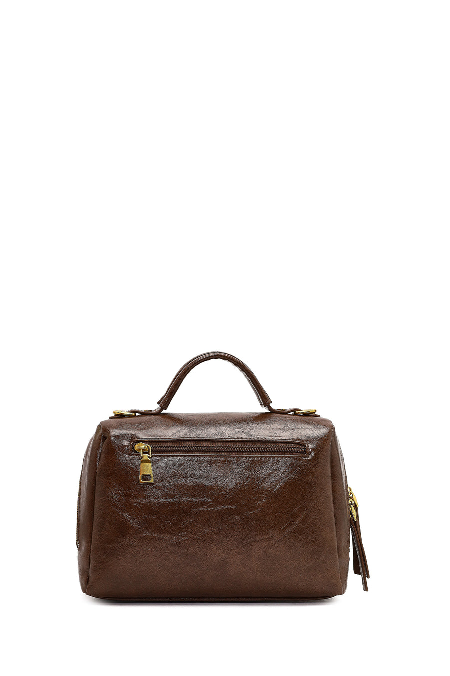 Woman Brown Long-Strap Crossbody Bag