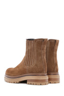 Women's Tan Suede Leather Chelsea Boots | Derimod