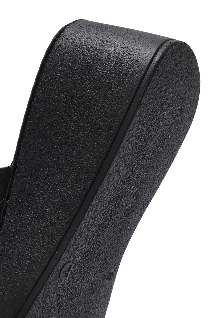 Women's Black Thick-Soled Printed Leather Comfort Slippers