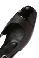 Women's Black Slingback Leather Ballerinas | Derimod